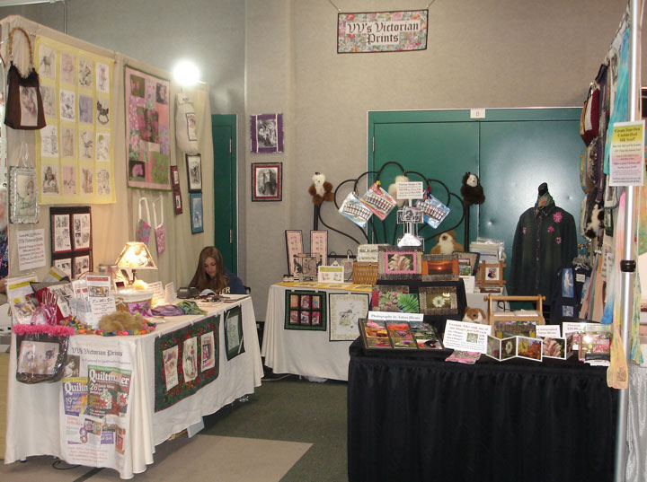 [Allison Hull in booth at Issaquah Block Party Quilters Club Quilt Show]