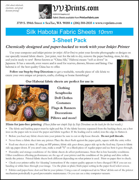 [Silk Habotai Inkjet Printable Fabric Sheets]